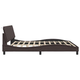 Cadre de lit sans matelas marron foncé 200x200 cm tissu