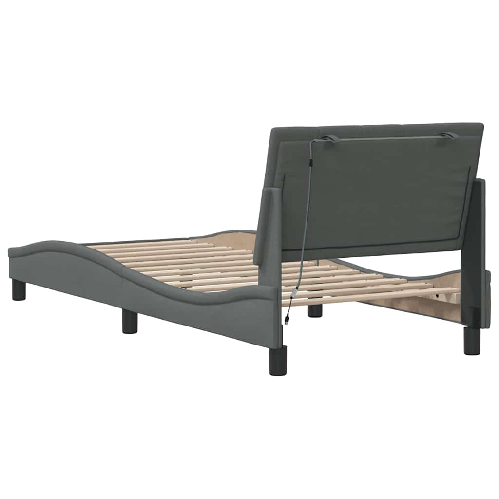 Cadre de lit sans matelas gris foncé 80x200 cm tissu