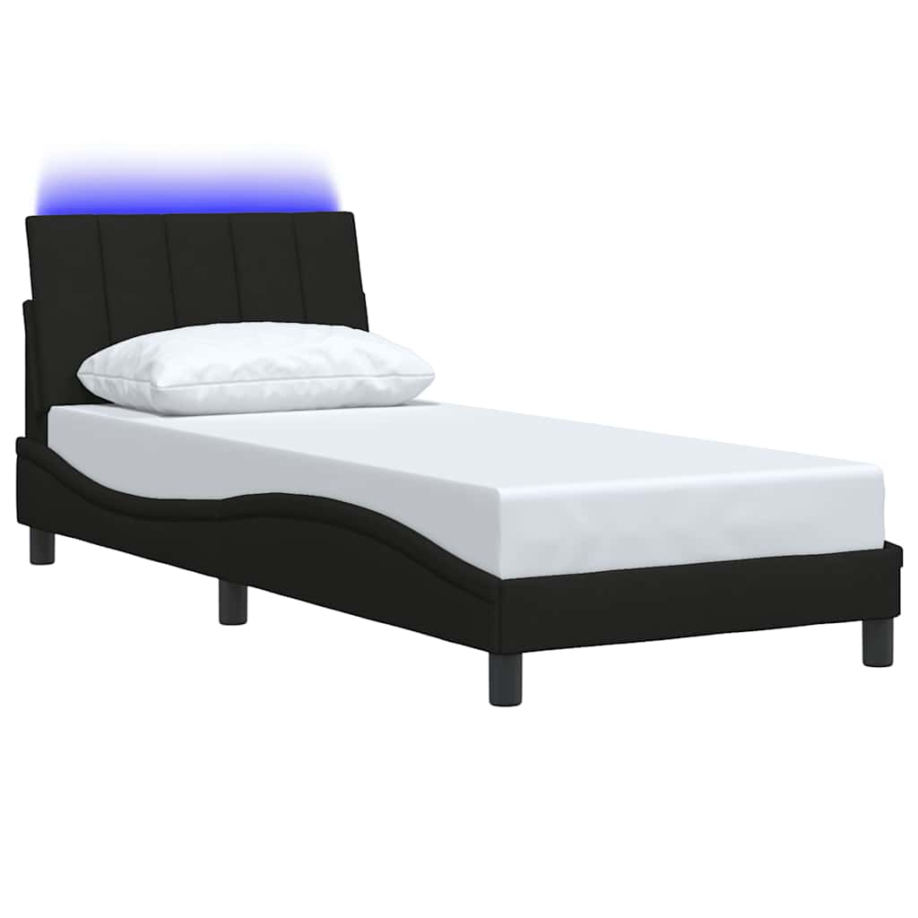 Cadre de lit sans matelas noir 80x200 cm tissu