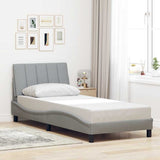 Cadre de lit sans matelas gris clair 90x190 cm tissu