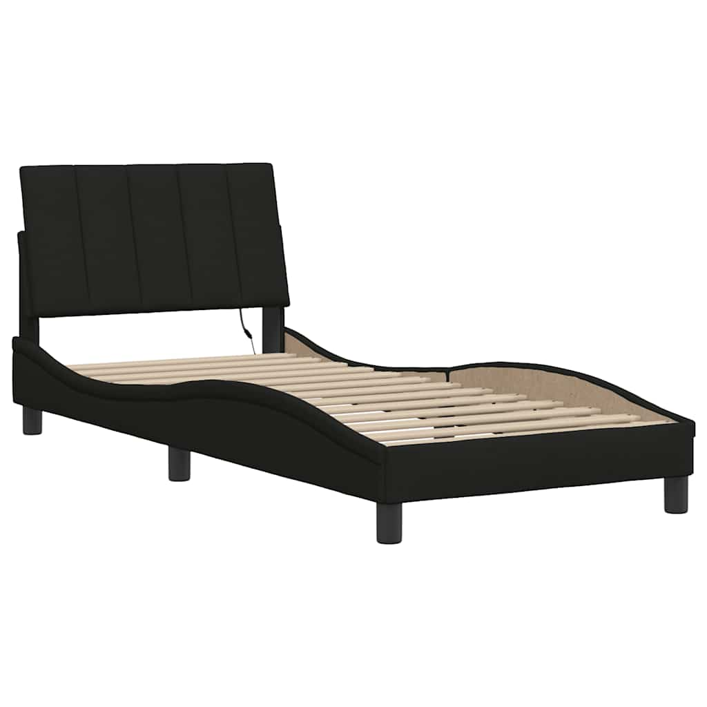 Cadre de lit sans matelas noir 90x190 cm tissu