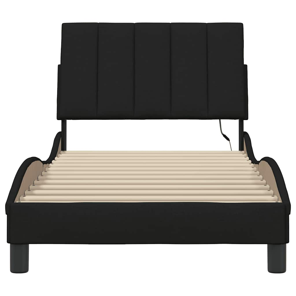 Cadre de lit sans matelas noir 90x190 cm tissu