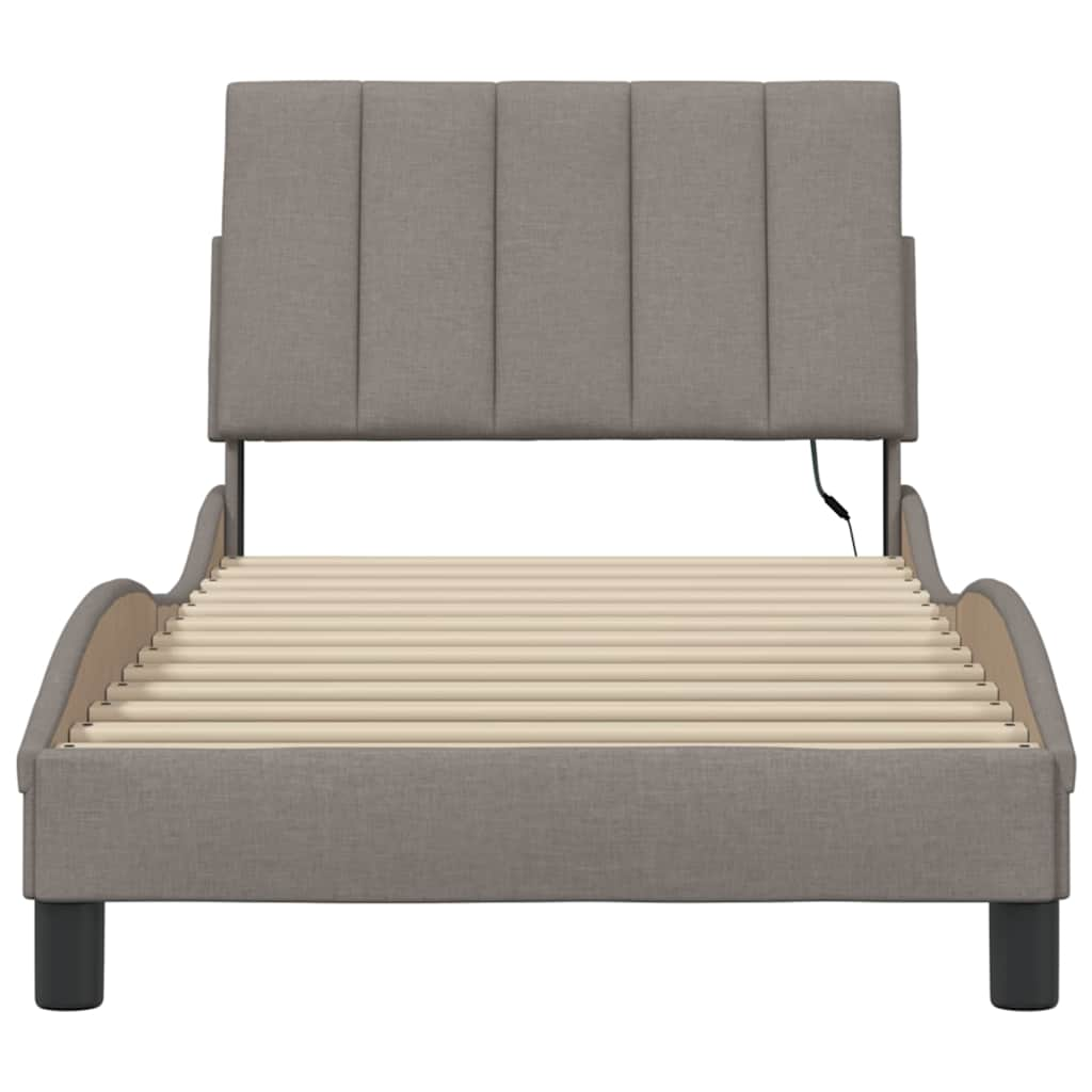 Cadre de lit sans matelas taupe 90x190 cm tissu