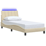 Cadre de lit sans matelas crème 90x190 cm tissu