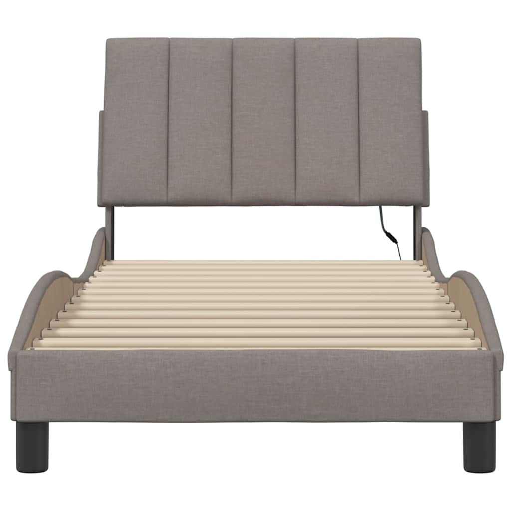 Cadre de lit sans matelas taupe 90x200 cm tissu