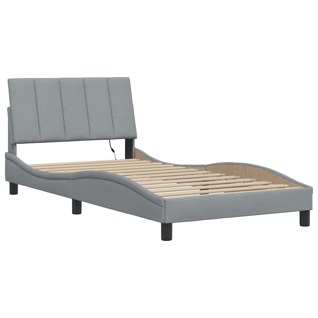 Cadre de lit sans matelas gris clair 100x200 cm tissu