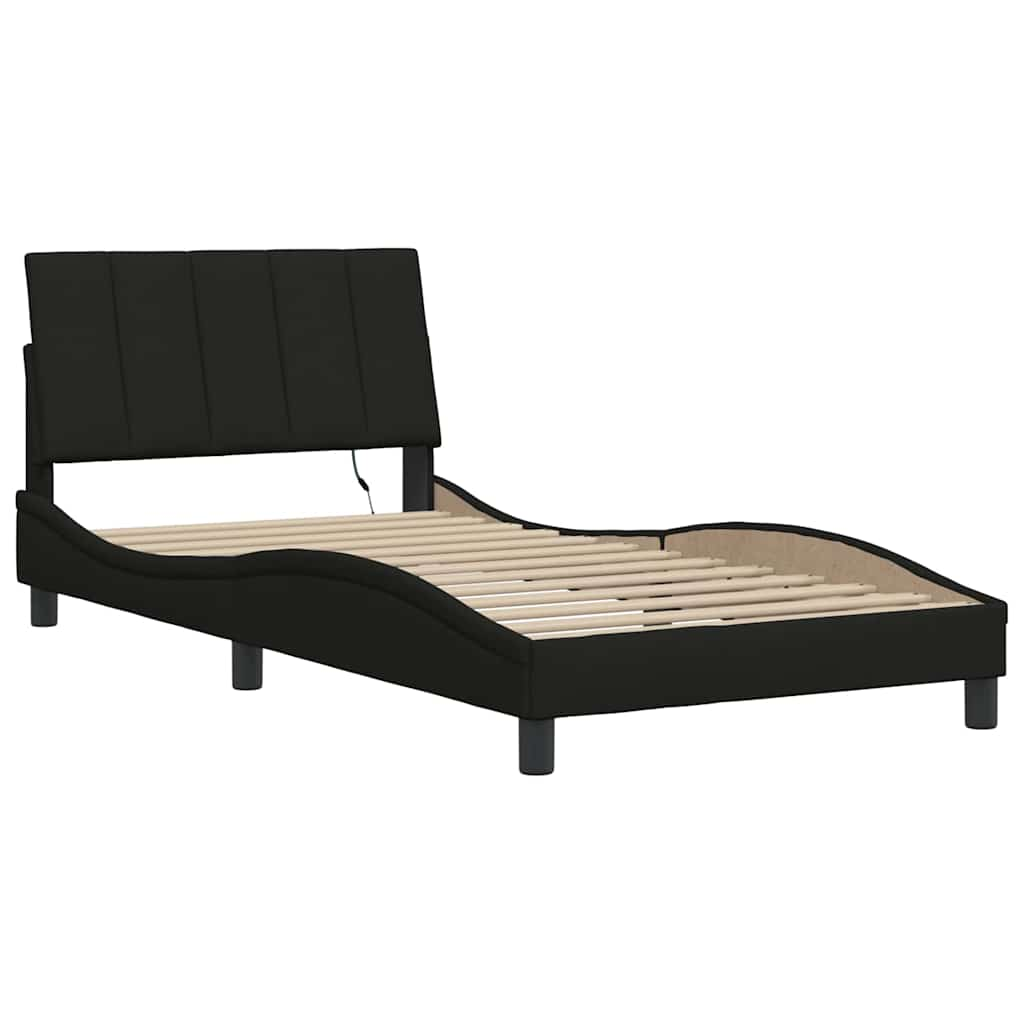 Cadre de lit sans matelas noir 100x200 cm tissu