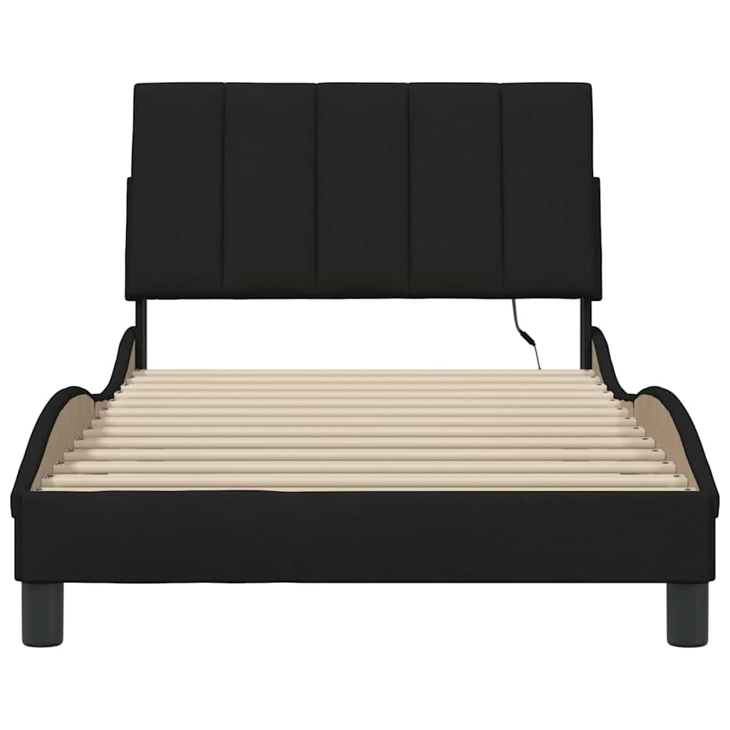 Cadre de lit sans matelas noir 100x200 cm tissu