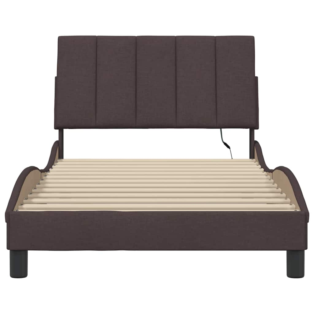 Bed frame without mattress dark brown 100x200 cm fabric