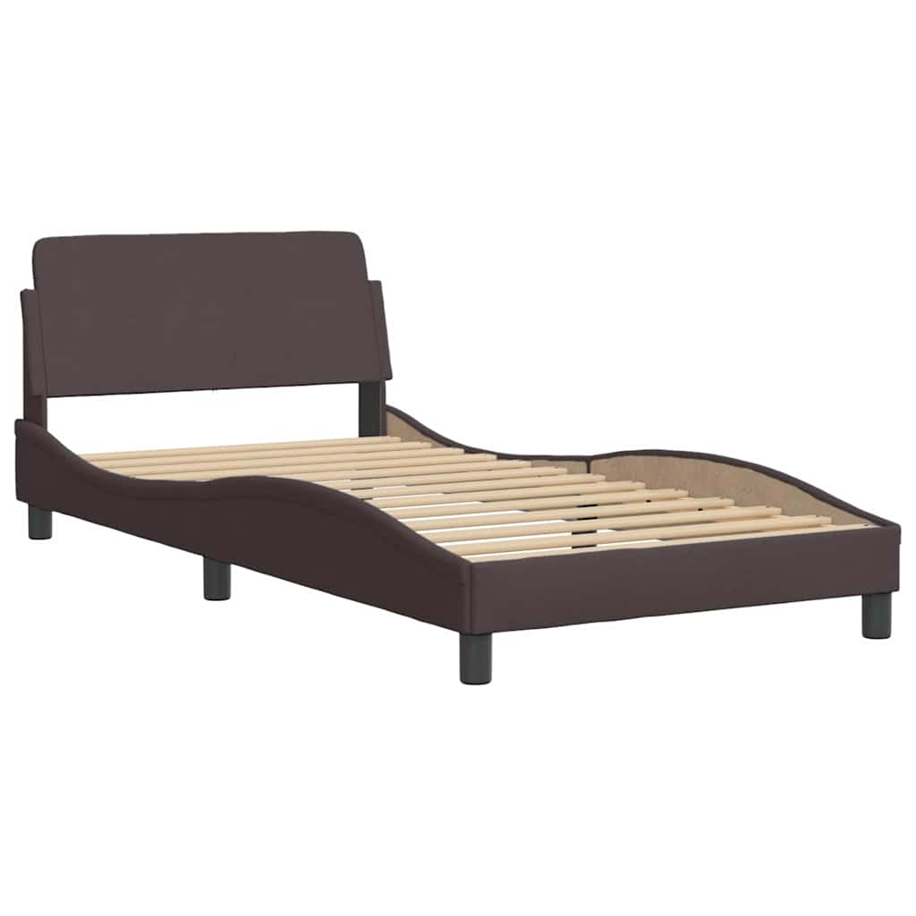 Bed frame without mattress dark brown 100x200 cm fabric