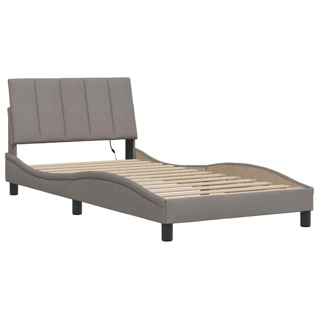 Cadre de lit sans matelas taupe 100x200 cm tissu