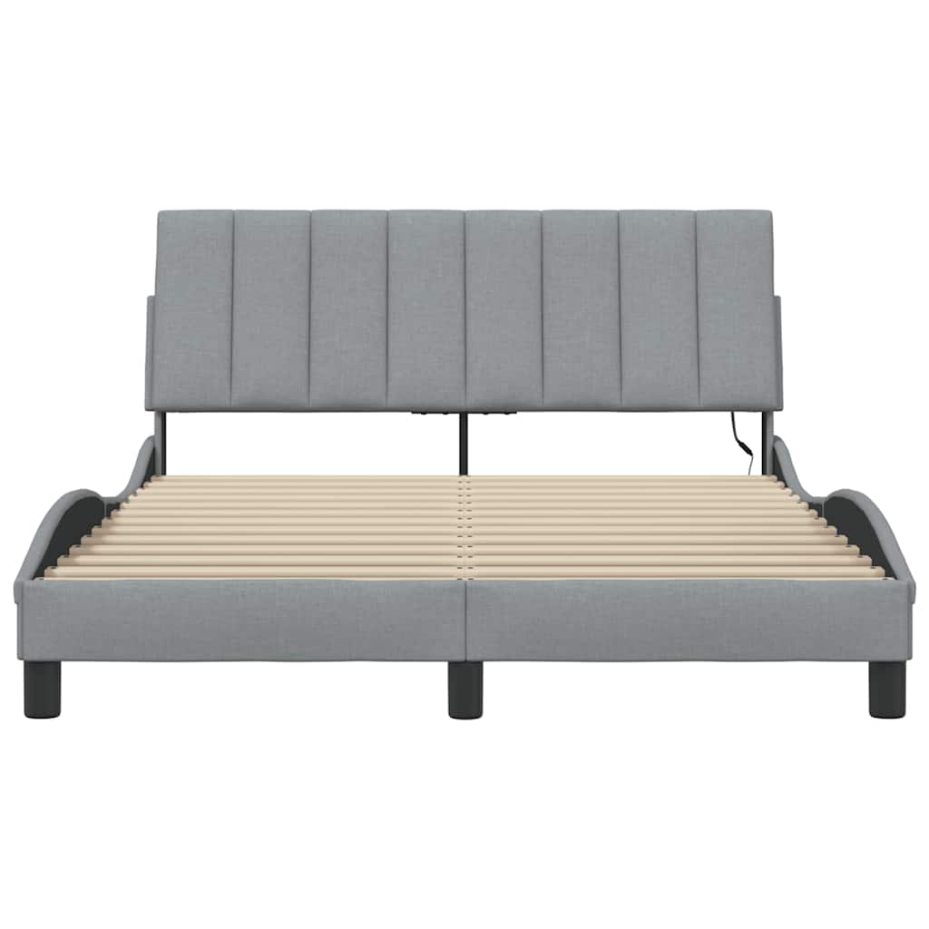 Cadre de lit sans matelas gris clair 120x200 cm tissu