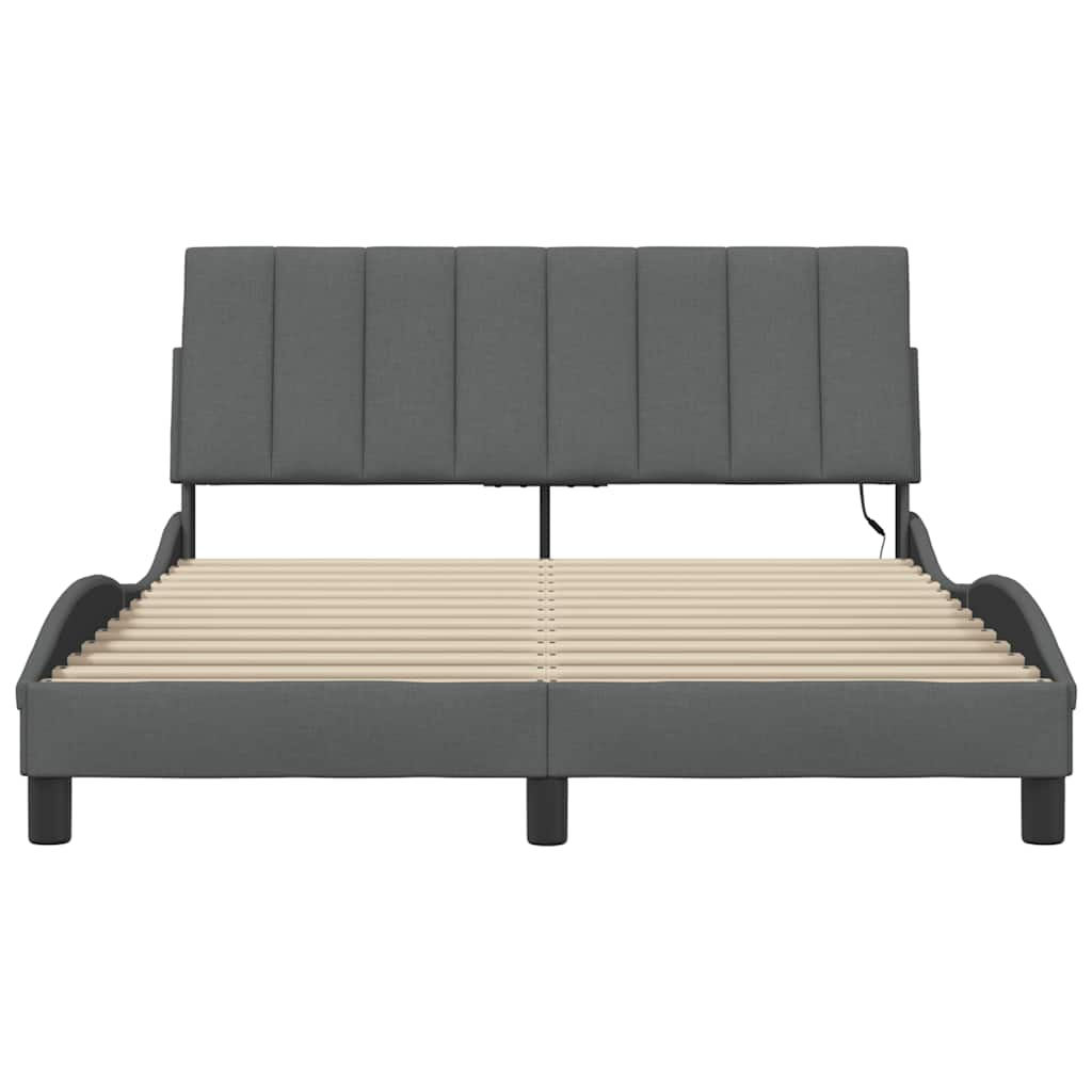 Cadre de lit sans matelas gris foncé 120x200 cm tissu