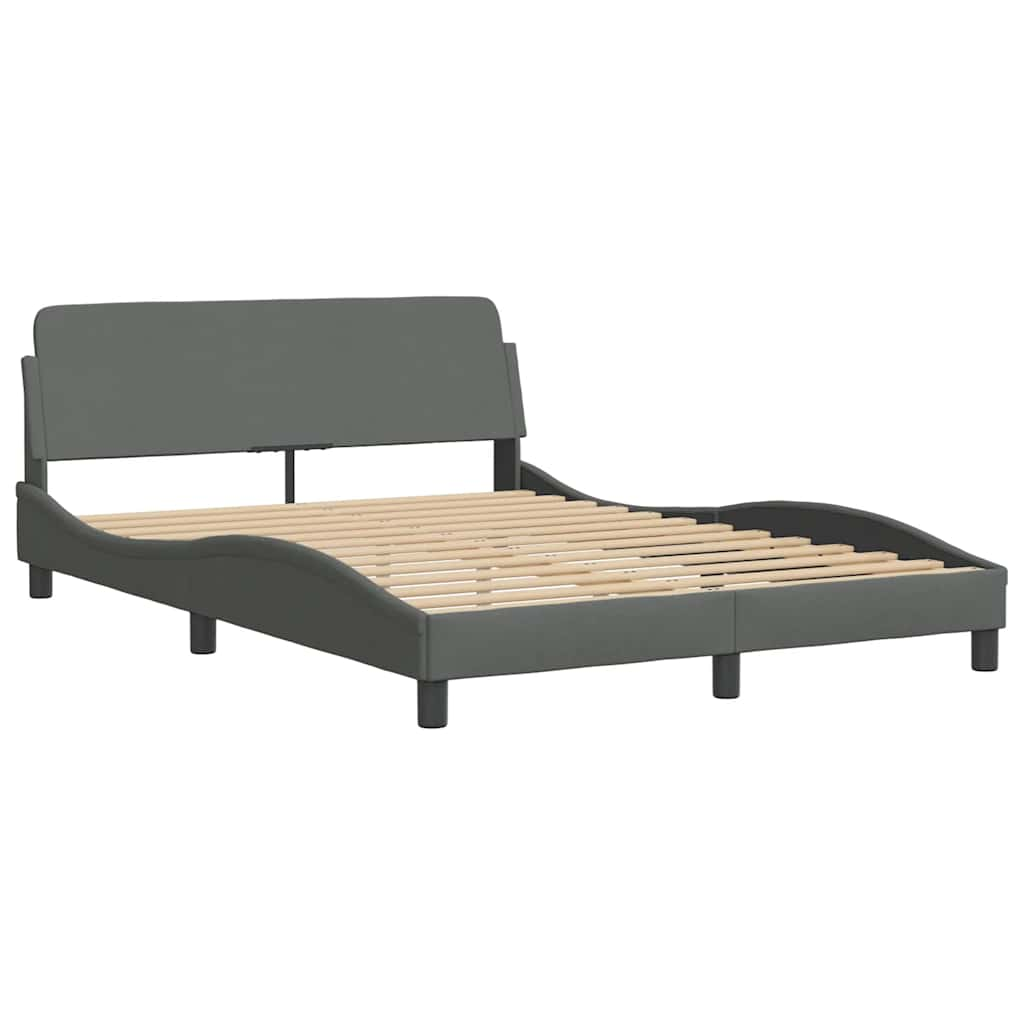 Cadre de lit sans matelas gris foncé 120x200 cm tissu