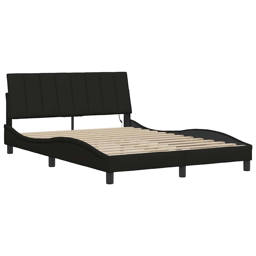 Cadre de lit sans matelas noir 120x200 cm tissu