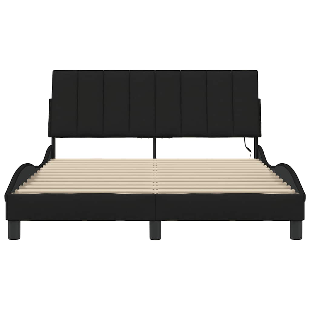 Cadre de lit sans matelas noir 120x200 cm tissu