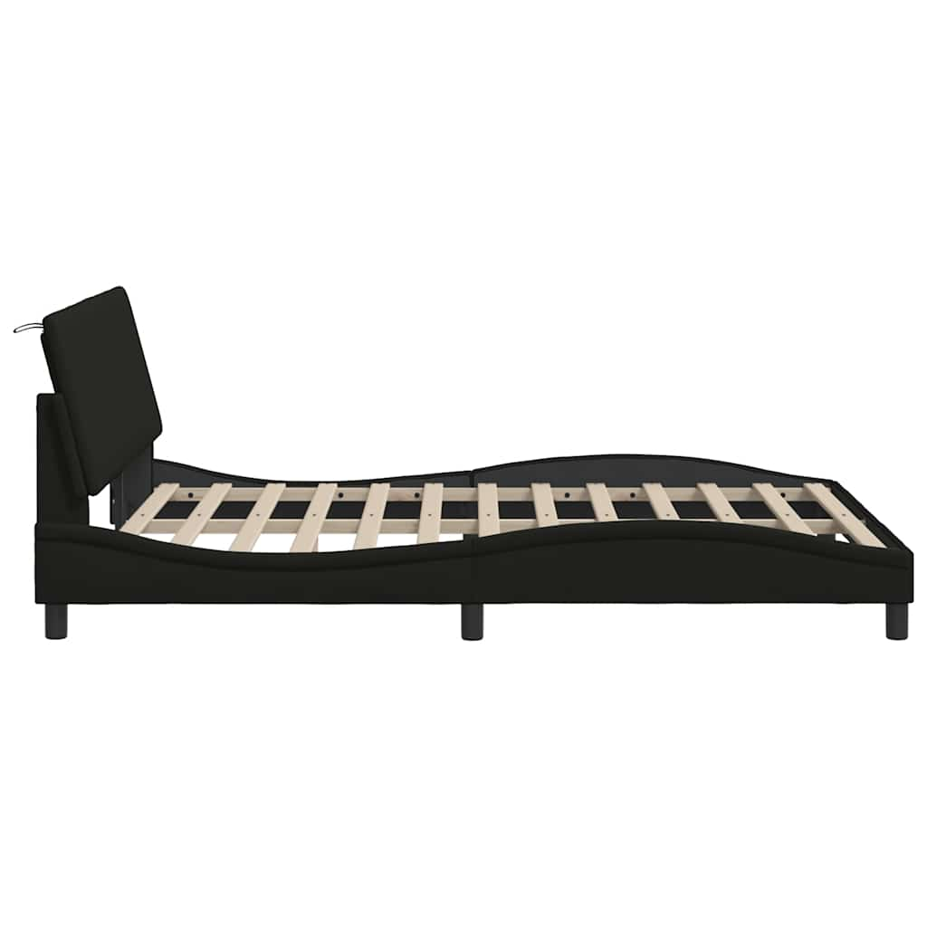 Cadre de lit sans matelas noir 120x200 cm tissu