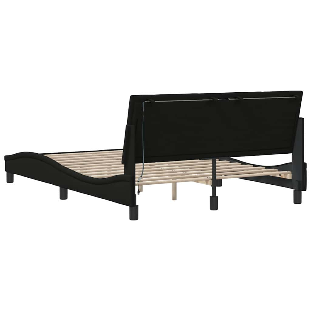 Cadre de lit sans matelas noir 120x200 cm tissu