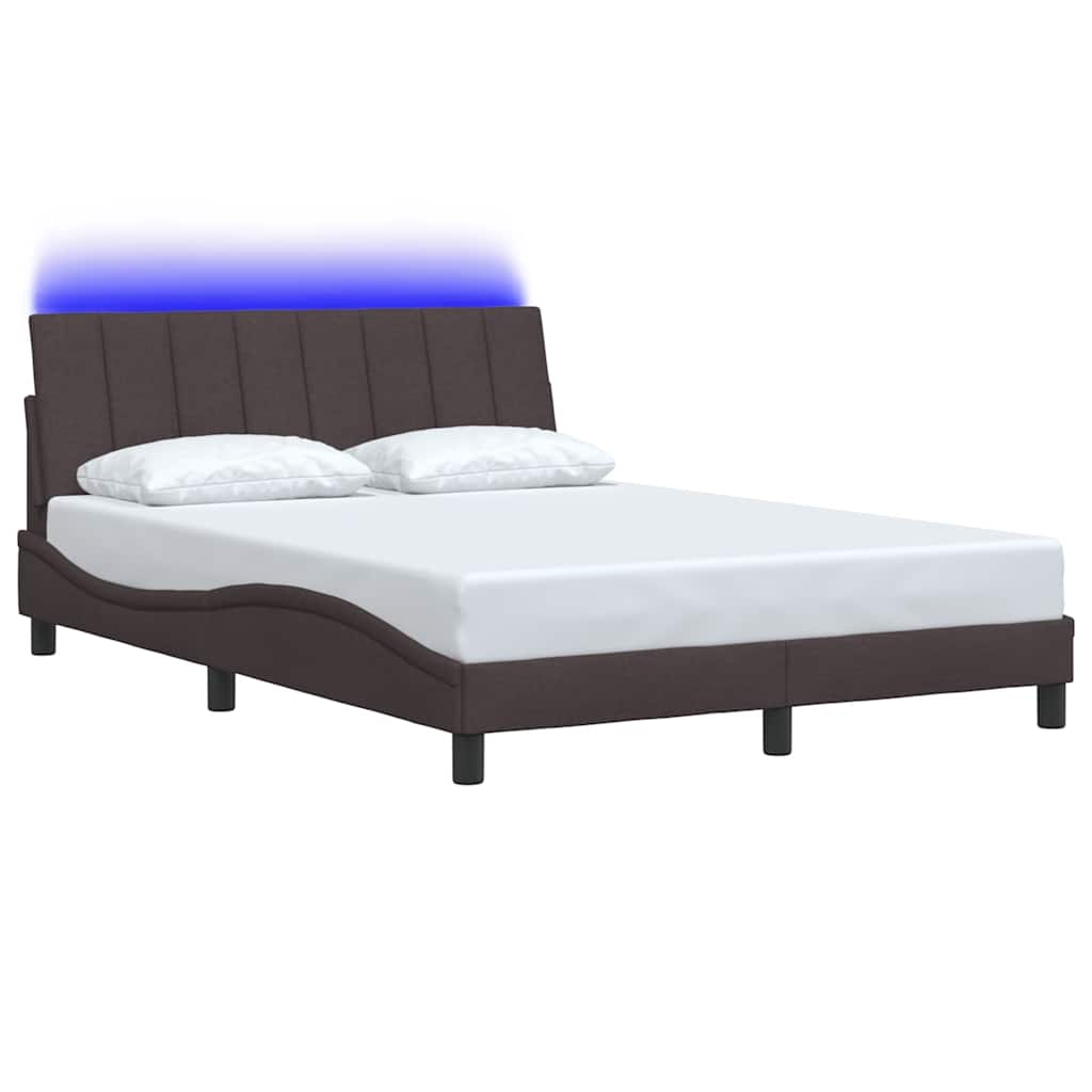 Cadre de lit sans matelas marron foncé 120x200 cm tissu