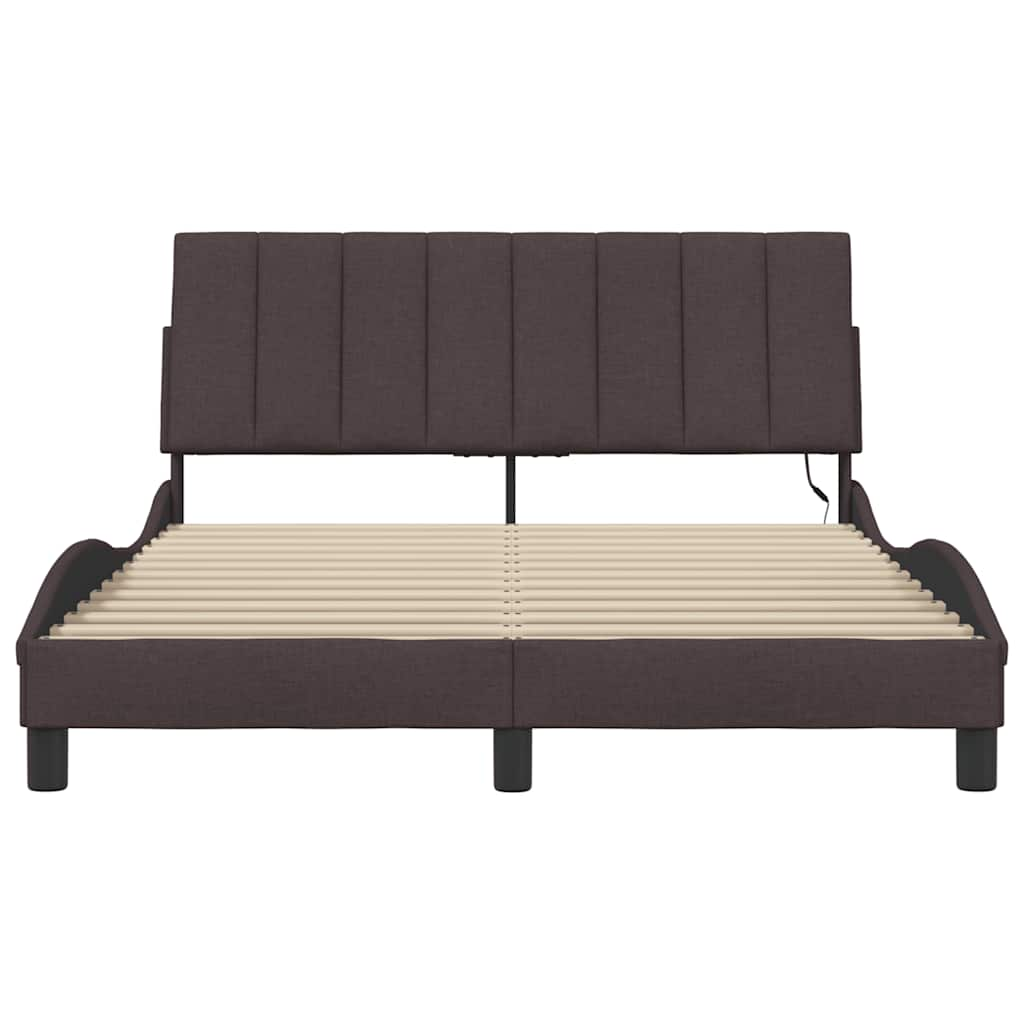 Cadre de lit sans matelas marron foncé 120x200 cm tissu