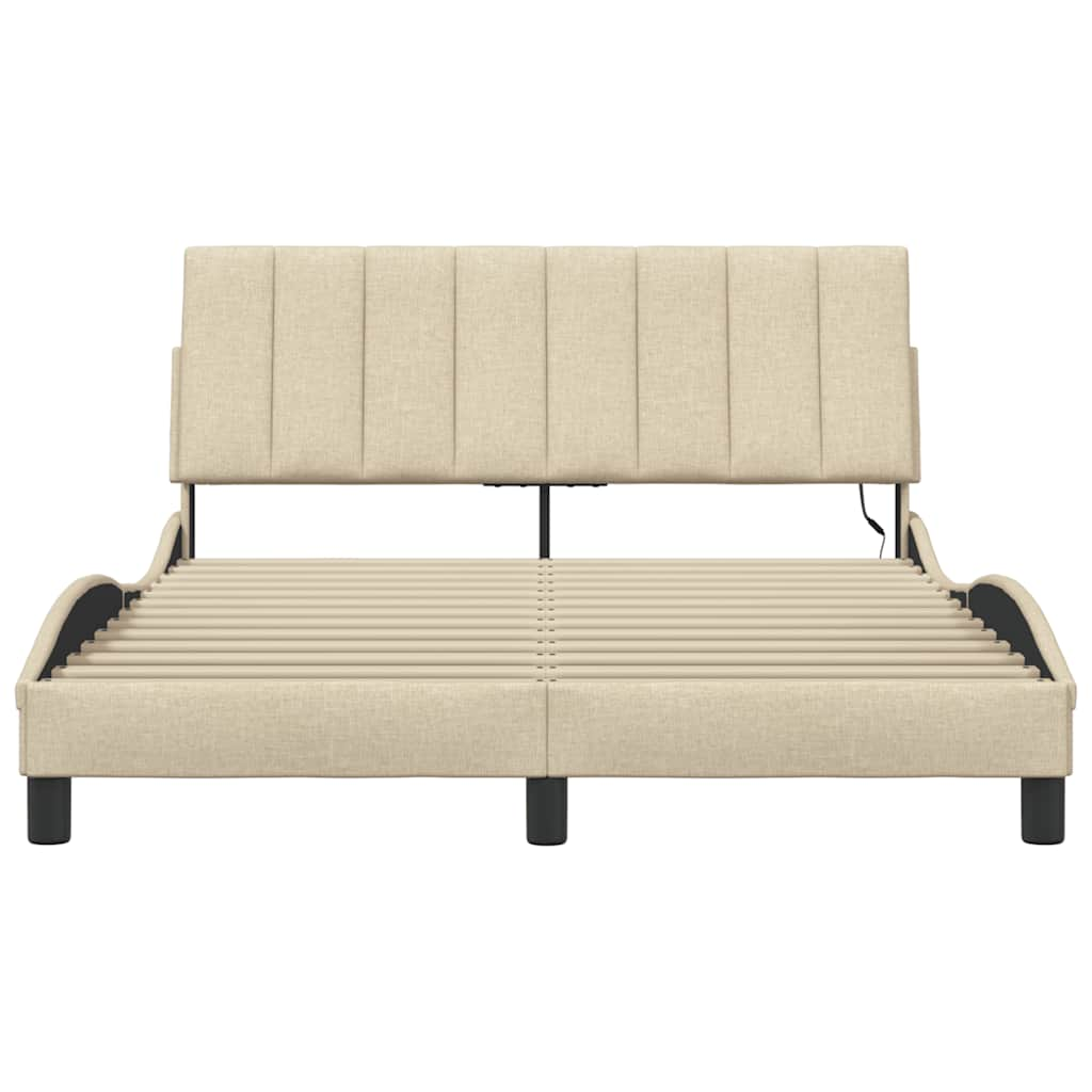 Cadre de lit sans matelas crème 120x200 cm tissu