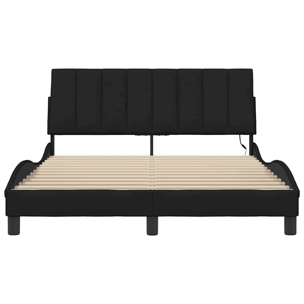 Cadre de lit sans matelas noir 140x190 cm tissu