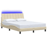 Cadre de lit sans matelas crème 140x190 cm tissu