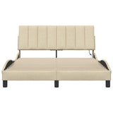 Cadre de lit sans matelas crème 140x190 cm tissu