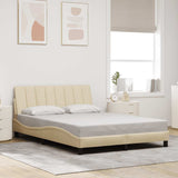 Cadre de lit sans matelas crème 140x190 cm tissu