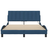 Cadre de lit sans matelas bleu 140x190 cm tissu