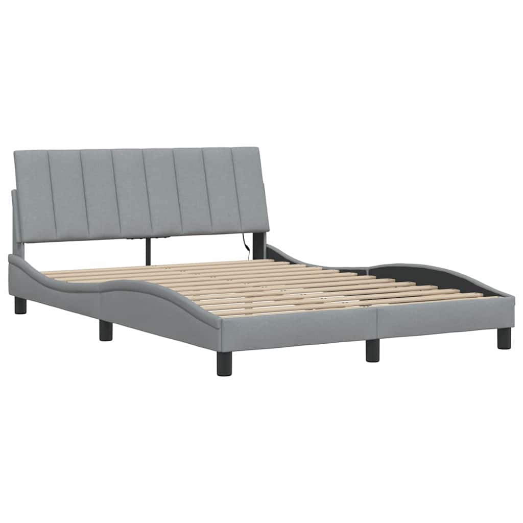 Cadre de lit sans matelas gris clair 140x200 cm tissu