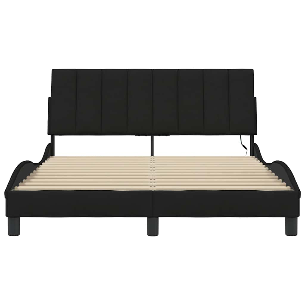 Cadre de lit sans matelas noir 140x200 cm tissu