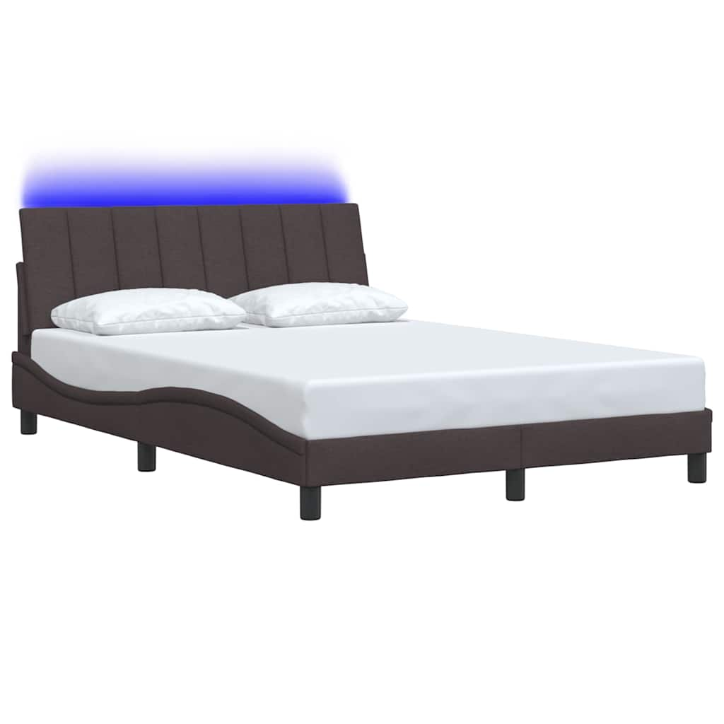 Cadre de lit sans matelas marron foncé 140x200 cm tissu