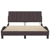 Cadre de lit sans matelas marron foncé 140x200 cm tissu