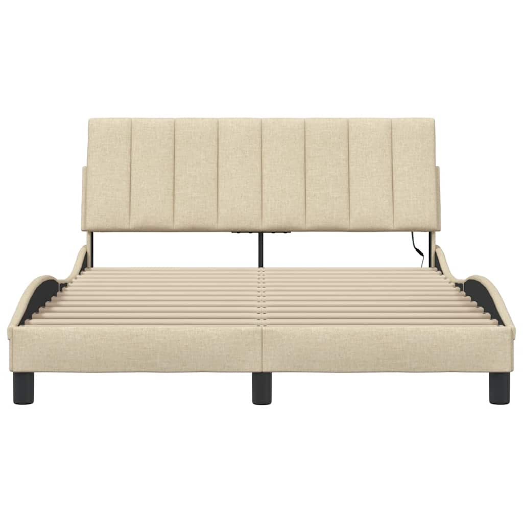 Cadre de lit sans matelas crème 140x200 cm tissu