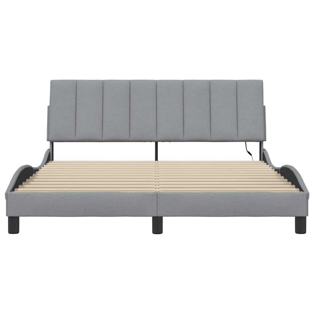 Cadre de lit sans matelas gris clair 160x200 cm tissu