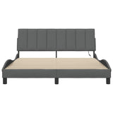 Cadre de lit sans matelas gris foncé 160x200 cm tissu