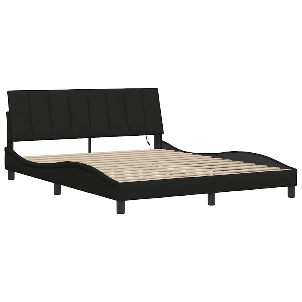 Cadre de lit sans matelas noir 160x200 cm tissu