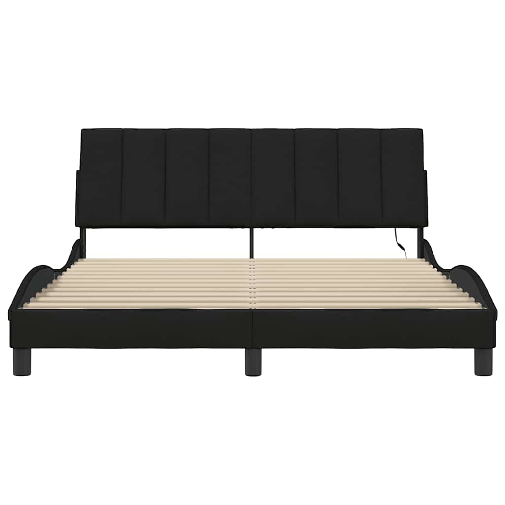 Cadre de lit sans matelas noir 160x200 cm tissu