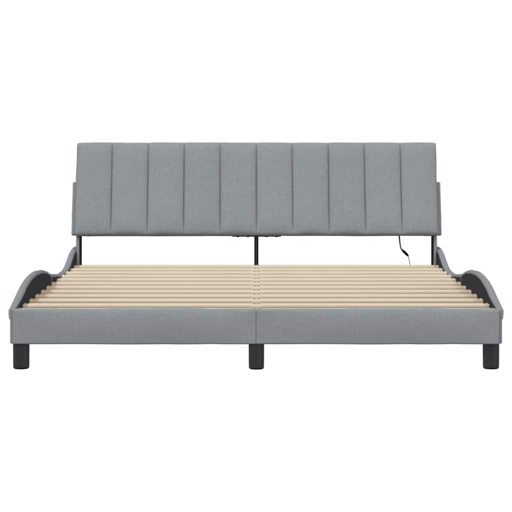 Cadre de lit sans matelas gris clair 180x200 cm tissu