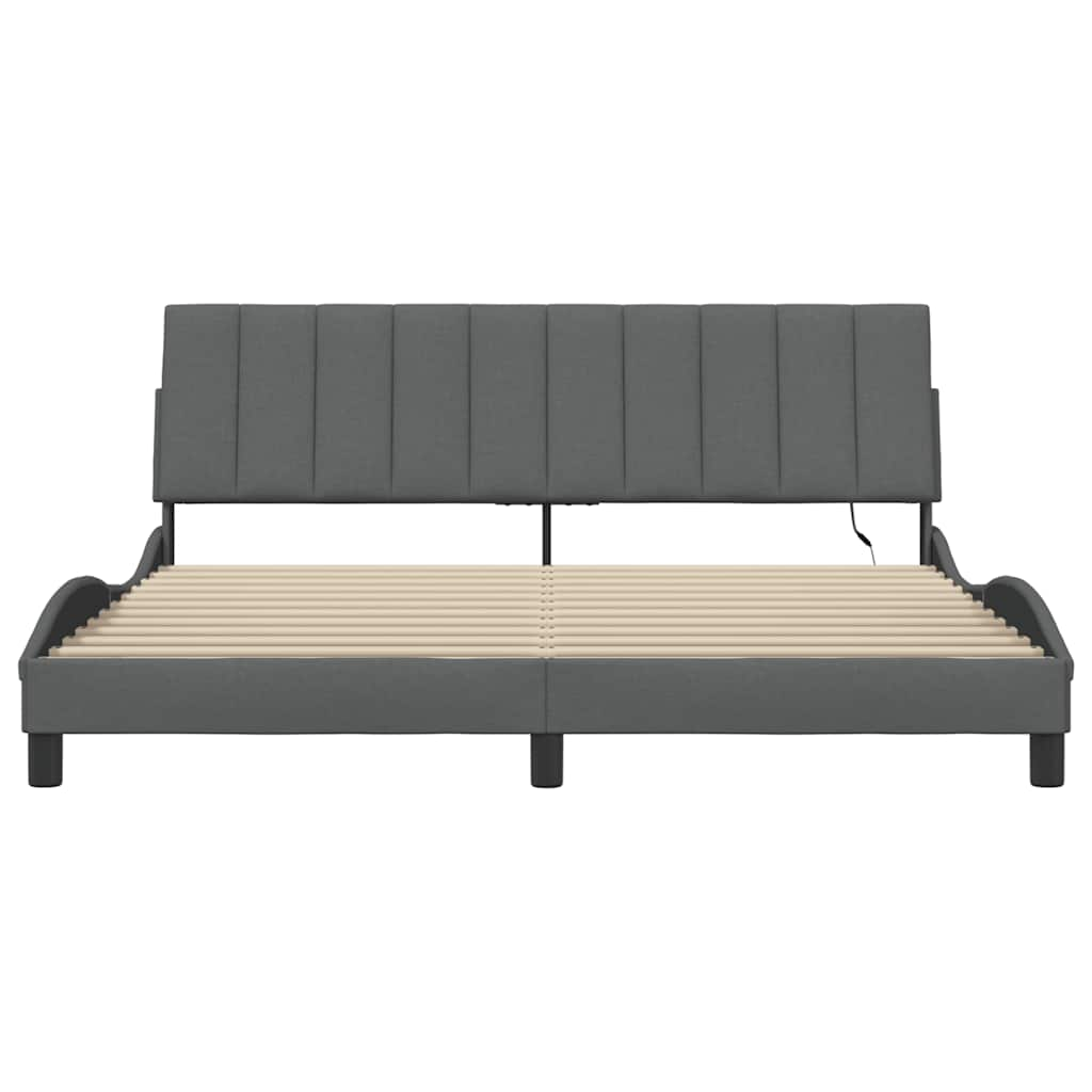 Cadre de lit sans matelas gris foncé 180x200 cm tissu