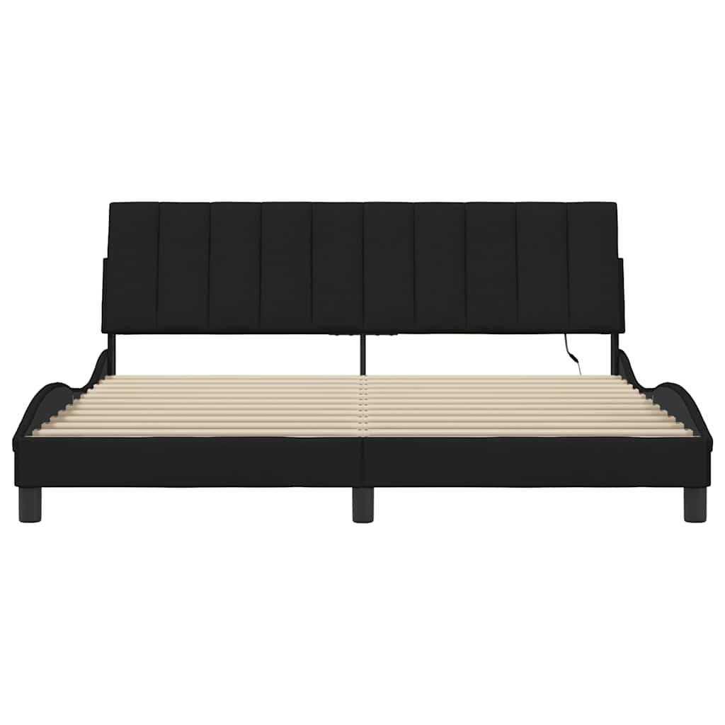 Cadre de lit sans matelas noir 180x200 cm tissu