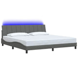 Cadre de lit sans matelas gris foncé 200x200 cm tissu