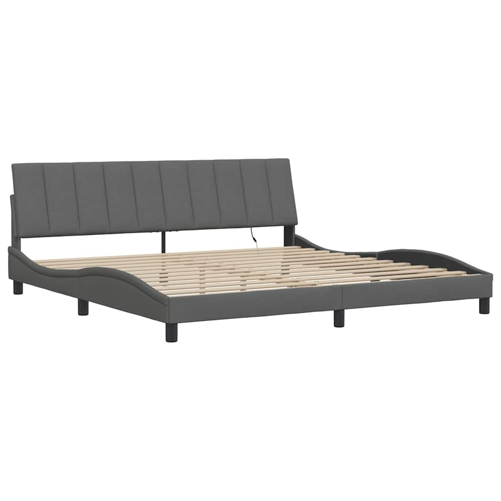 Cadre de lit sans matelas gris foncé 200x200 cm tissu