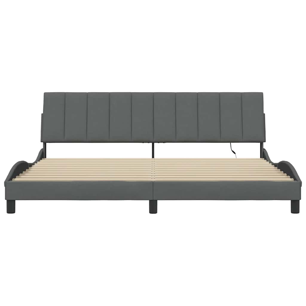 Cadre de lit sans matelas gris foncé 200x200 cm tissu