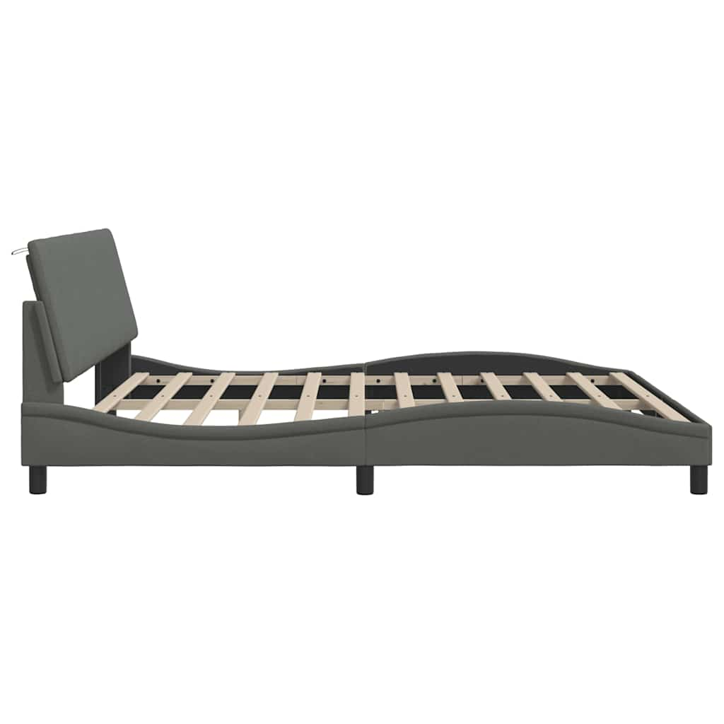 Cadre de lit sans matelas gris foncé 200x200 cm tissu