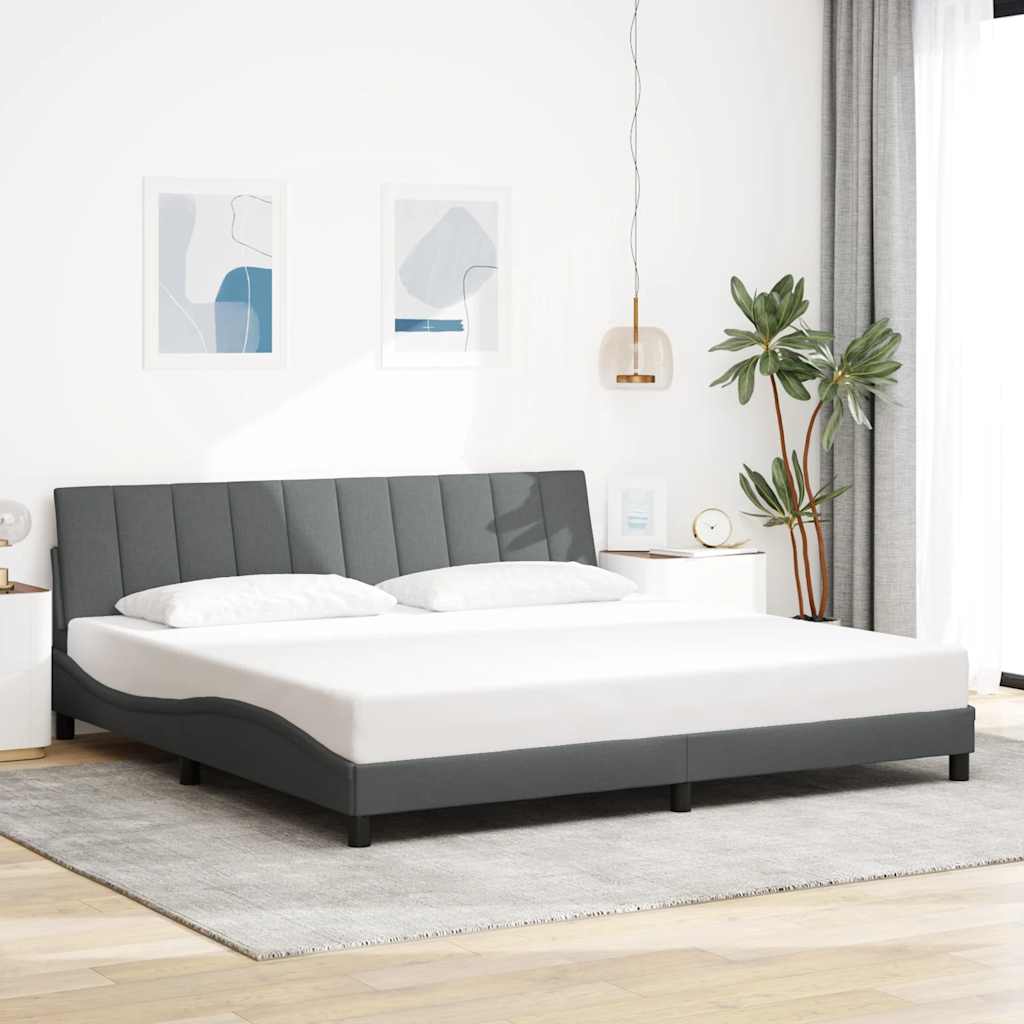 Cadre de lit sans matelas gris foncé 200x200 cm tissu