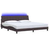 Cadre de lit sans matelas marron foncé 200x200 cm tissu