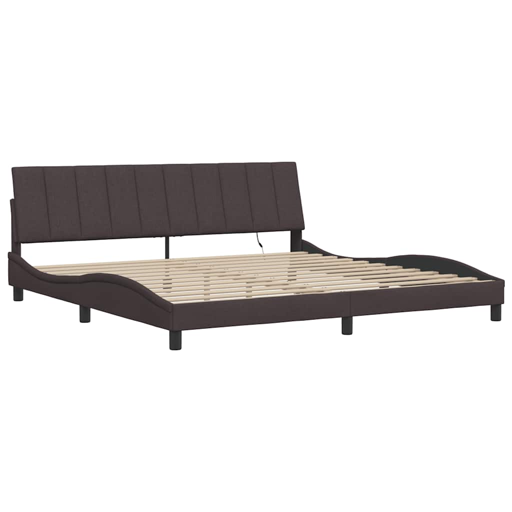 Cadre de lit sans matelas marron foncé 200x200 cm tissu