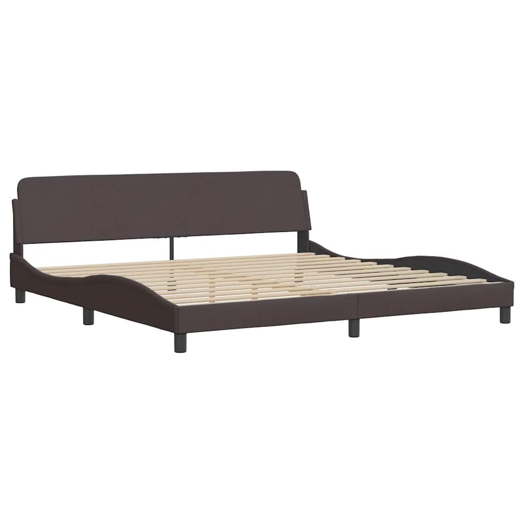 Cadre de lit sans matelas marron foncé 200x200 cm tissu